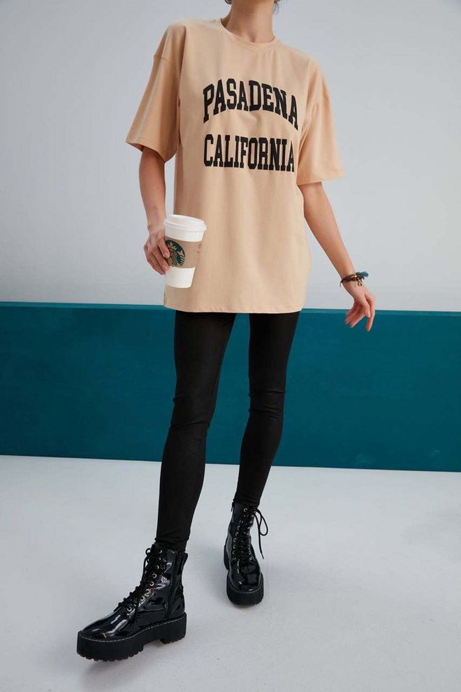 My Fashion Μπλουζάκι Pasadena Print Μπεζ Χονδρικό εμπόριο ενδυμάτων Casual
