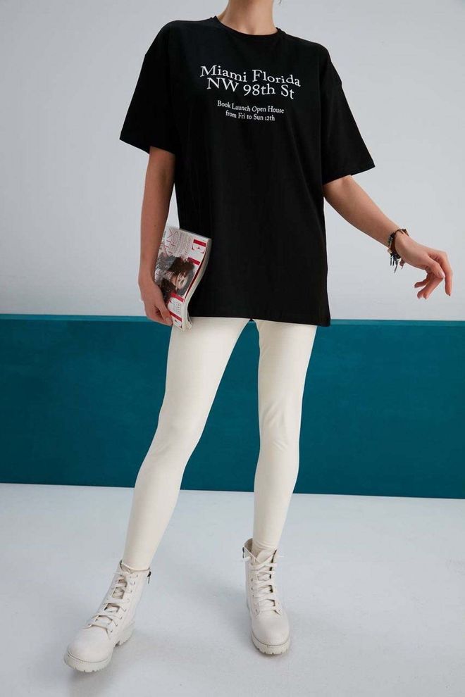 My Fashion Μπλουζάκι Miami Print Μαύρο Χονδρικό εμπόριο ενδυμάτων Casual