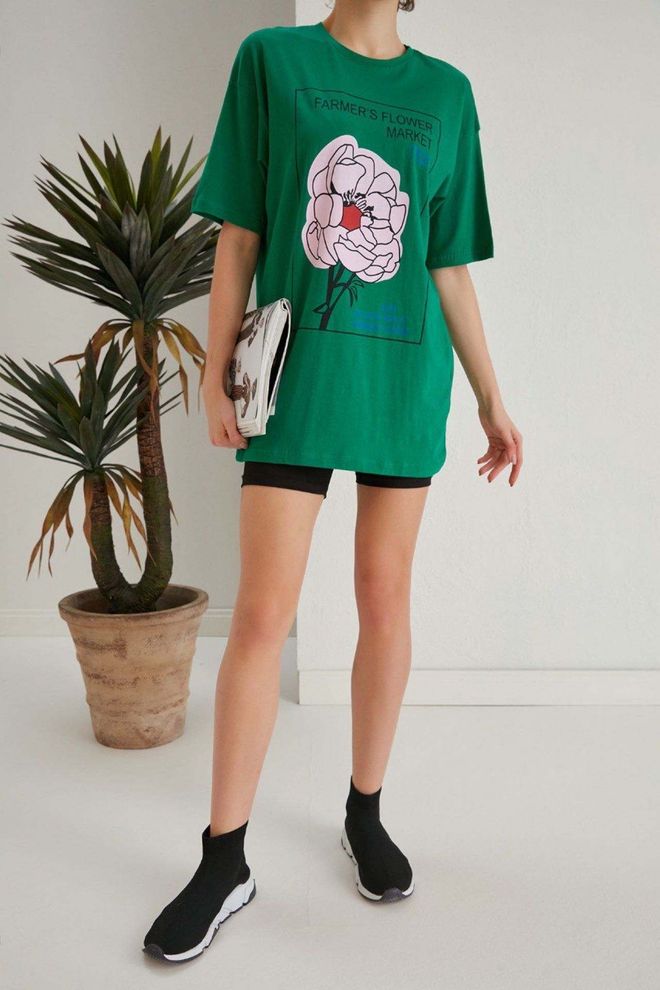 My Fashion Farmers Print T shirt Πράσινο Χονδρικό εμπόριο ενδυμάτων Casual