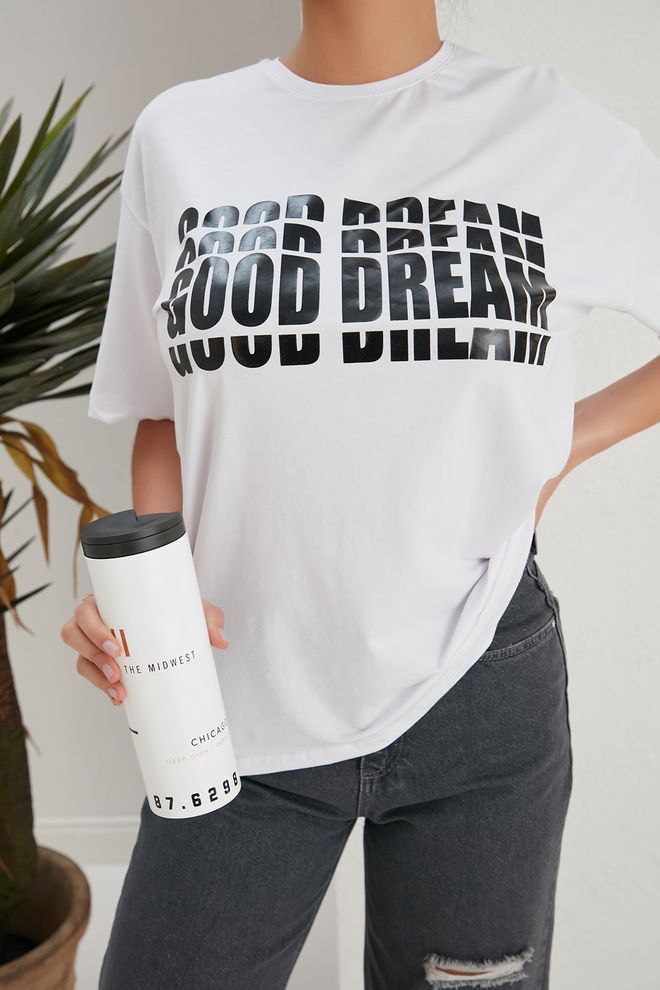 My Fashion Μπλουζάκι Good Dream Print Λευκό Χονδρικό εμπόριο ενδυμάτων Casual
