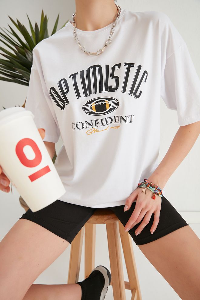 My Fashion Μπλουζάκι Optimistic Print Λευκό Χονδρικό εμπόριο ενδυμάτων 0