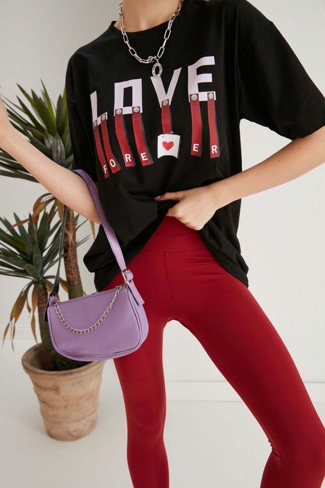 My Fashion Love Printed T shirt Μαύρο Χονδρικό εμπόριο ενδυμάτων Casual