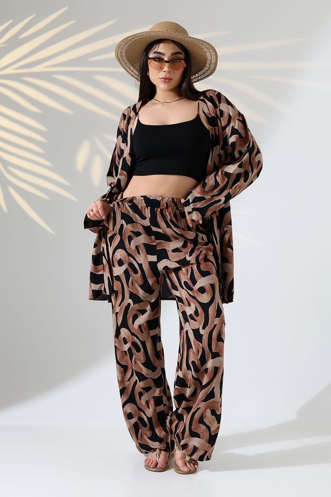 My Jest Fashion Μαύρο Κιμονό Με Oversized Fit Και Σχέδιο Brush Stroke Χονδρικό εμπόριο ενδυμάτων Casual