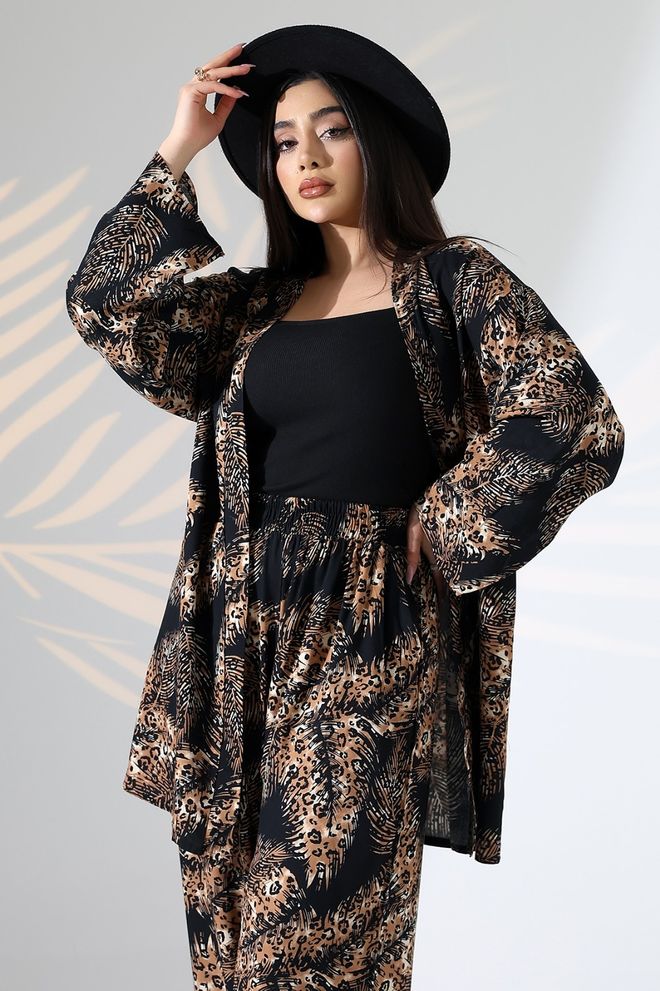 My Jest Fashion Zwart Kimono Met Dierenprint Voor Elegante Casual Look Groothandel Kleding Casual