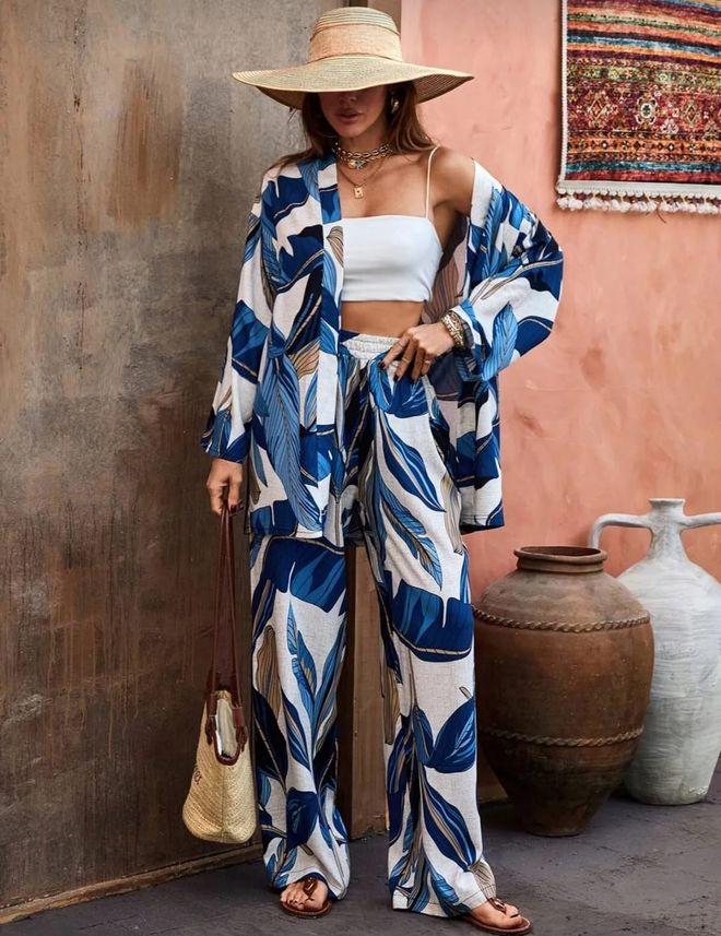 My Jest Fashion Μπλε Boho Κιμονό Με Floral Σχέδιο Χονδρικό εμπόριο ενδυμάτων Casual