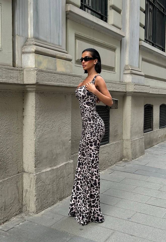 My Jest Fashion Čierne Bodycon Šaty S Leopardou Potlačou A Srdiečkovým Výstrihom Veľkoobchod s oblečením Neformálny