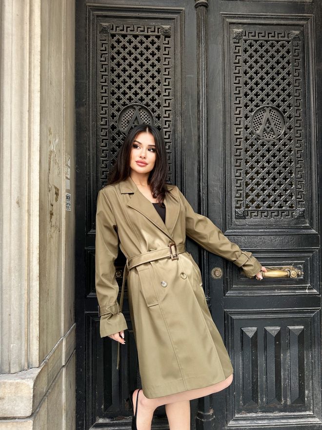 My Jest Fashion Khaki Trenchcoat Elegant Single Breasted Wrapover Wholesale Clothing Casual