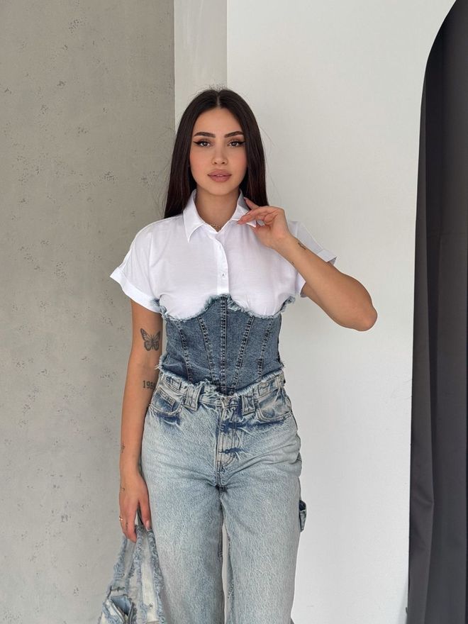 My Jest Fashion Weißes Lässiges Streetwear Hemd Mit Polokragen Großhandelskleidung Modest