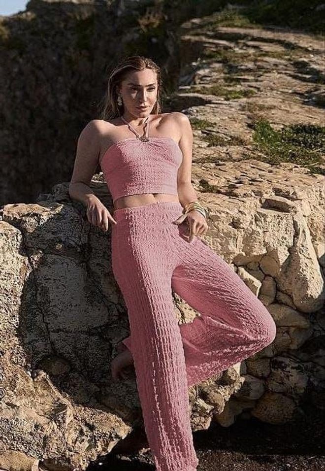My Jest Fashion Ensemble Palazzo Bohème Élégant Rose Vêtements en gros Décontracté
