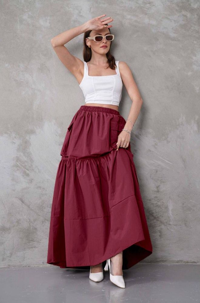 My Jest Fashion Gonna Bordeaux Boho A Strati Maxi Abbigliamento all'ingrosso Casuale