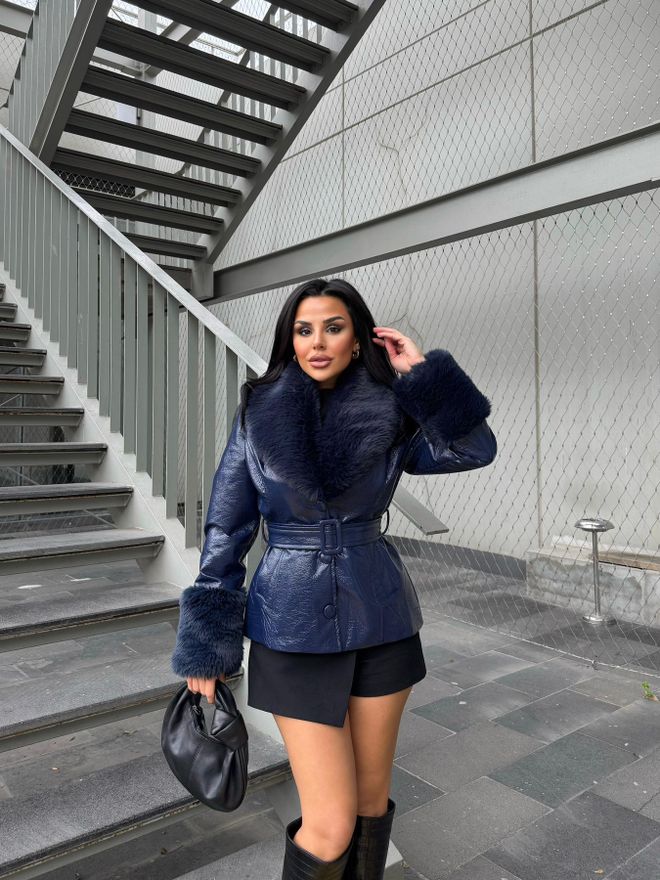 My Jest Fashion Cappotto Avvolgente In Pelliccia Elegante Blu Navy Abbigliamento all'ingrosso Annata