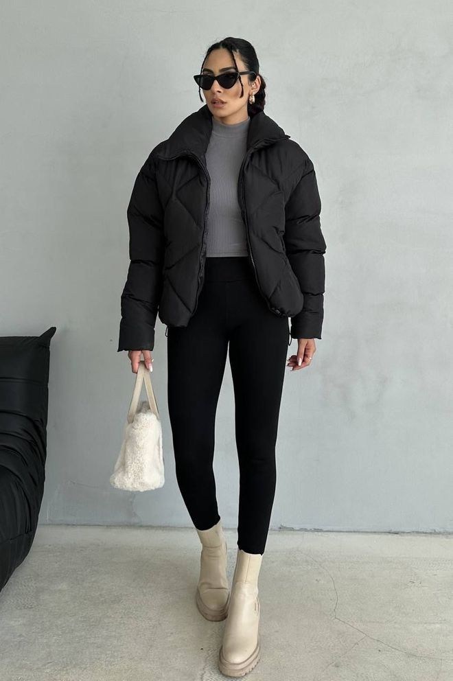 My Jest Fashion Blouson Bouffant Noir Grande Taille Avec Col Haut Vêtements en gros Décontracté