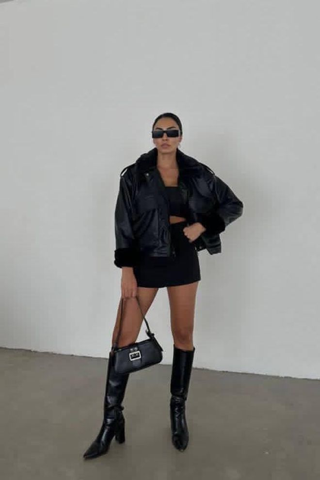 My Jest Fashion Black Bomber Jacket Oversized Crop Zip Up Wholesale Clothing Casual