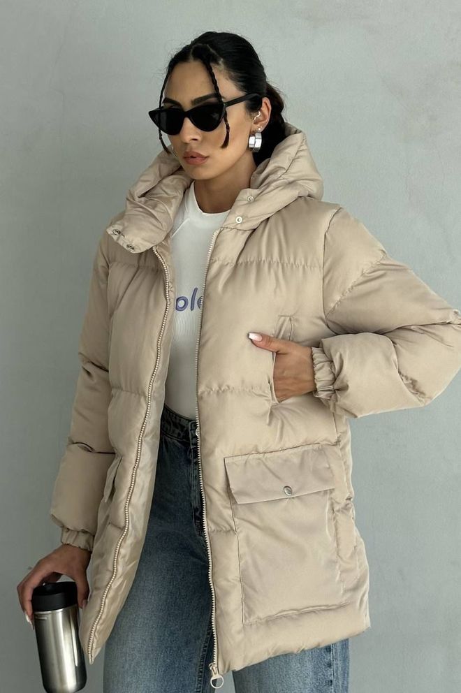 My Jest Fashion Chaqueta Puffer Beige Con Cuello Con Capucha Ropa al por mayor Casual