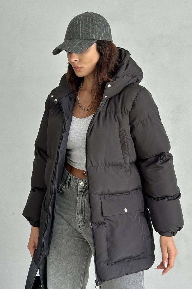 My Jest Fashion Chaqueta Puffer Negra Con Corte Oversize Y Cuello Con Capucha Ropa al por mayor Casual