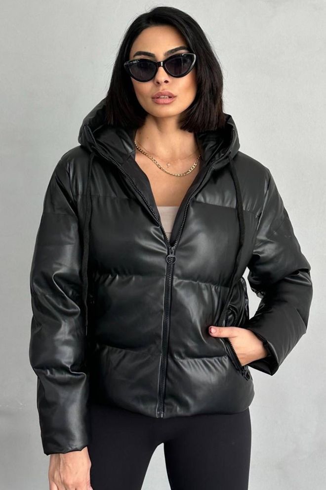 My Jest Fashion Blouson Bouffante Noir Avec Col À Capuche Vêtements en gros Décontracté