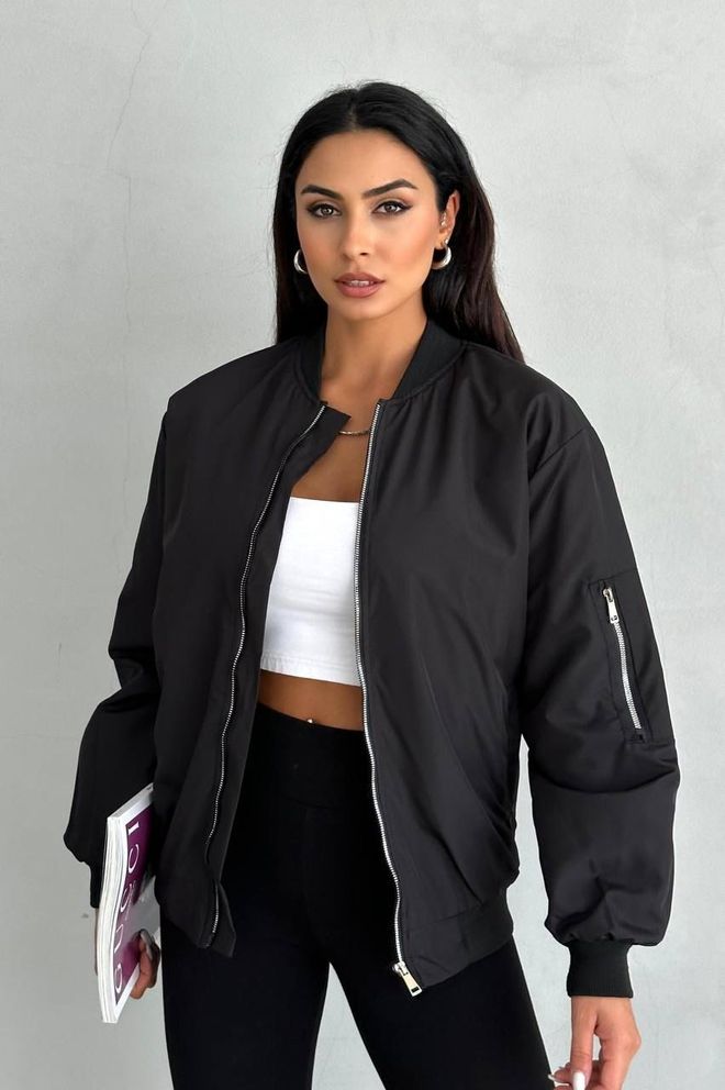 My Jest Fashion Noir Grande Taille Bomber Blouson Vêtements en gros Décontracté