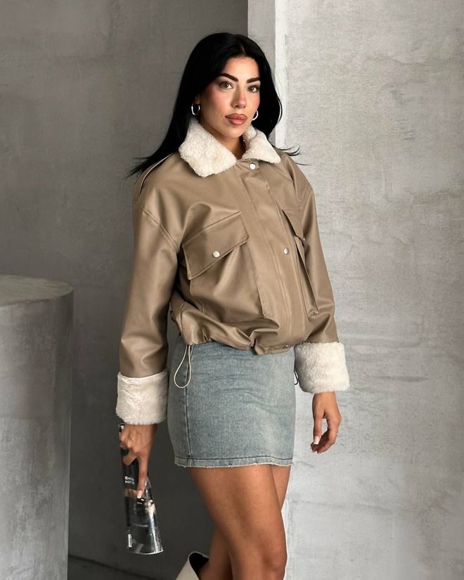 My Jest Fashion Blouson Bomber Beige Vêtements en gros Décontracté