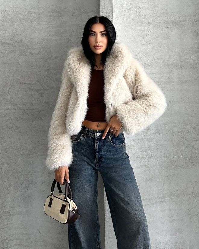 My Jest Fashion Blouson En Fourrure Beige Vêtements en gros Ancien