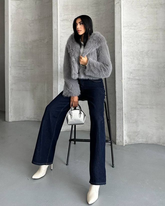 My Jest Fashion Γκρι Γούνα Μπουφάν Χονδρικό εμπόριο ενδυμάτων Casual