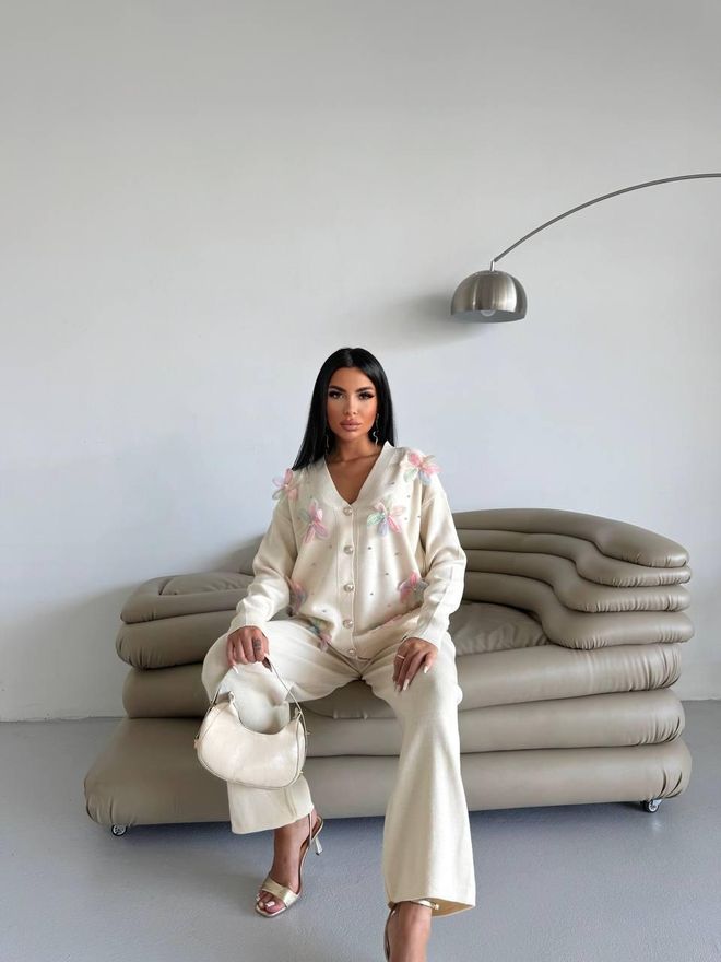 My Jest Fashion Μπεζ Casual Κομψό Σετ Με Παντελόνι Palazzo Χονδρικό εμπόριο ενδυμάτων Casual