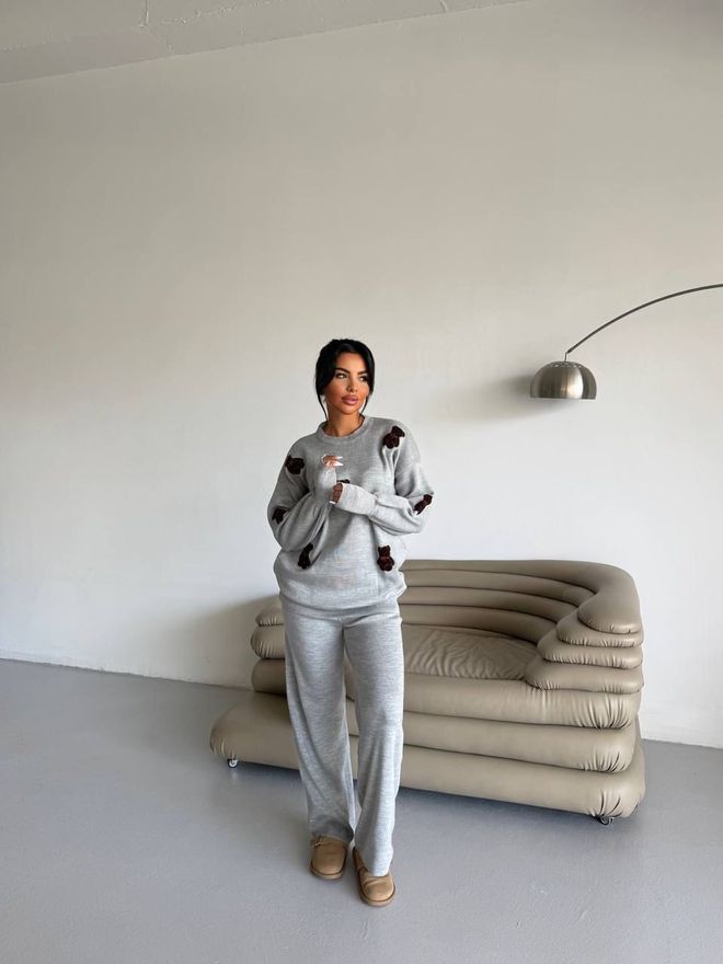 My Jest Fashion Gri Gündelik Sokak Tarzı Spor Giyim Tesettür Sevimli Set Toptan Giyim Tesettür