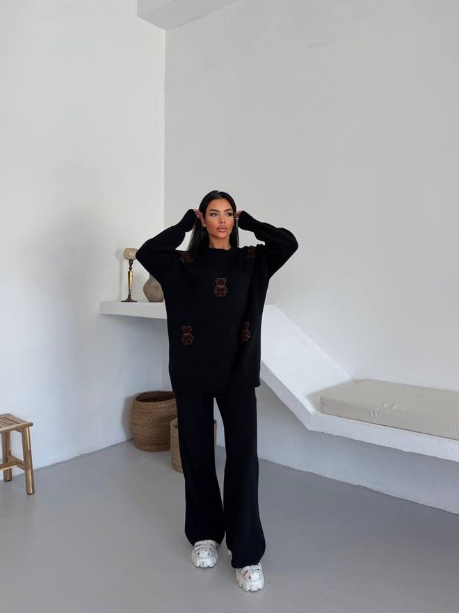 My Jest Fashion Μαύρο Κομψό Σετ Palazzo Με Μεγάλες Διαστάσεις Χονδρικό εμπόριο ενδυμάτων Απλό