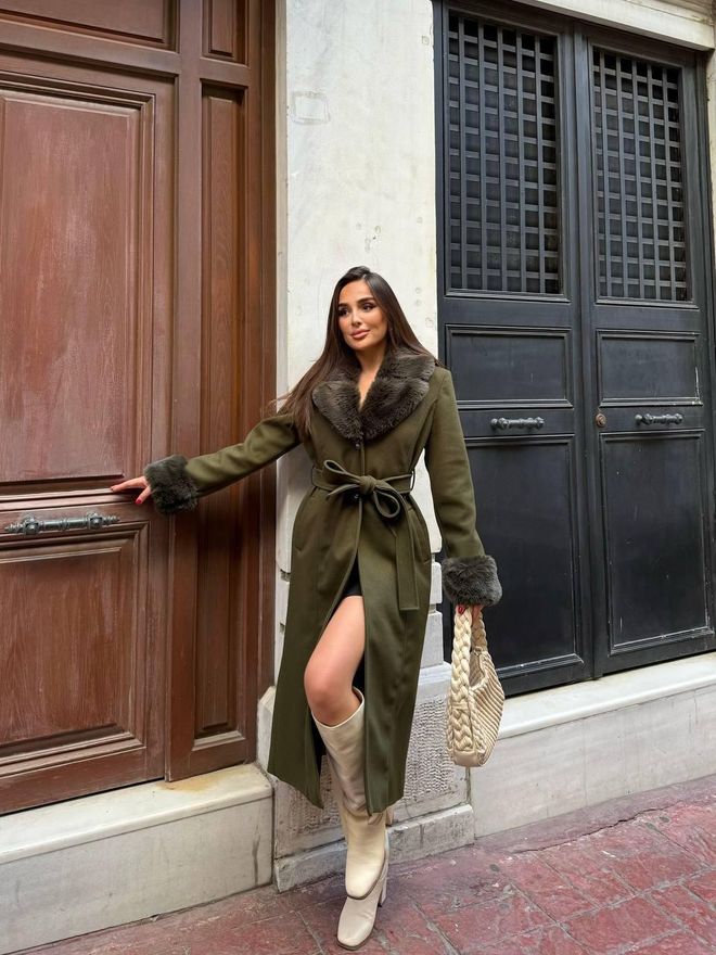 My Jest Fashion Grüner Eleganter Einreihiger Mantel Mit Gekerbtem Kragen Großhandelskleidung Lässig