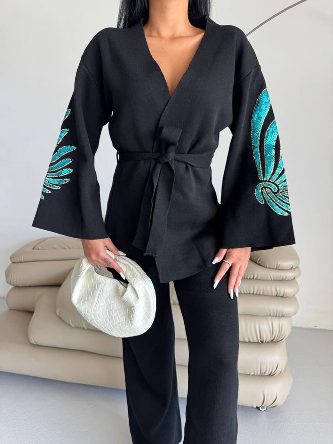 My Jest Fashion Κομψό Μαύρο Σετ Με Δετό Παλατζό Χονδρικό εμπόριο ενδυμάτων Απλό