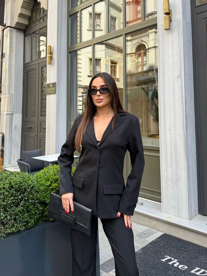 My Jest Fashion Costume Noir Formel Élégant Avec Pantalon Fuselé Vêtements en gros Formel