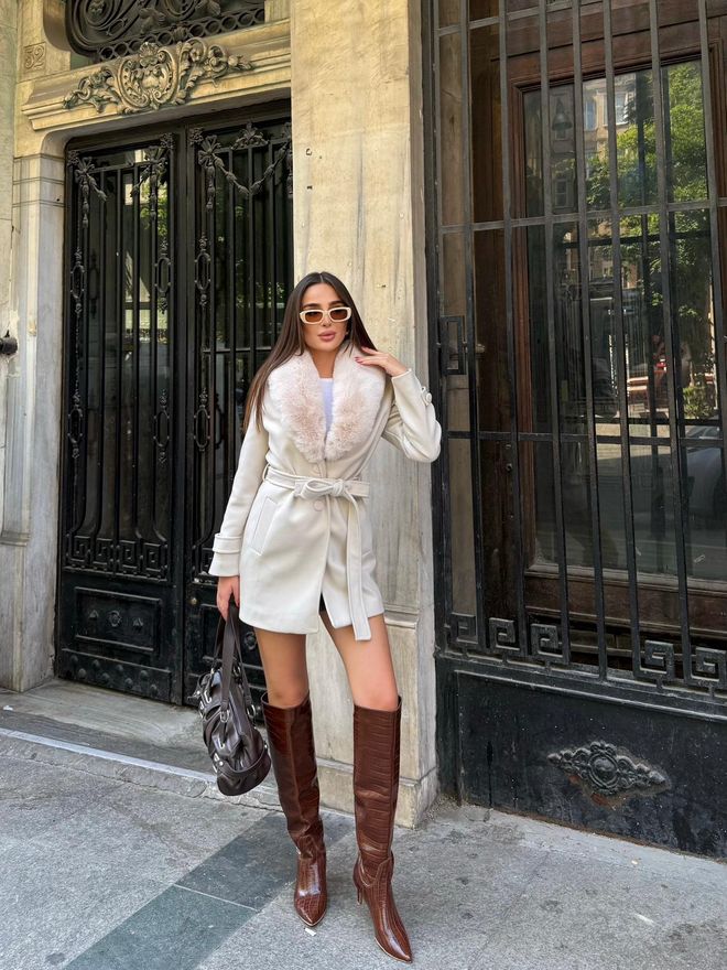 My Jest Fashion Weißer Eleganter Einreihiger Mantel Großhandelskleidung Arbeit
