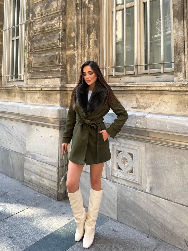 My Jest Fashion Zeleni Elegantni Kaput S Jednim Redom I Uskim Krojem Veleprodaja odjeće Ležerni
