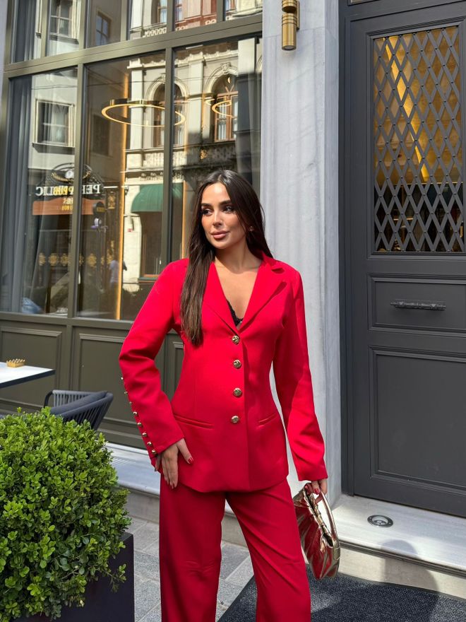 My Jest Fashion Crveno Formalno Elegantno Odijelo Sa Smoking Hlačama Veleprodaja odjeće Formalni