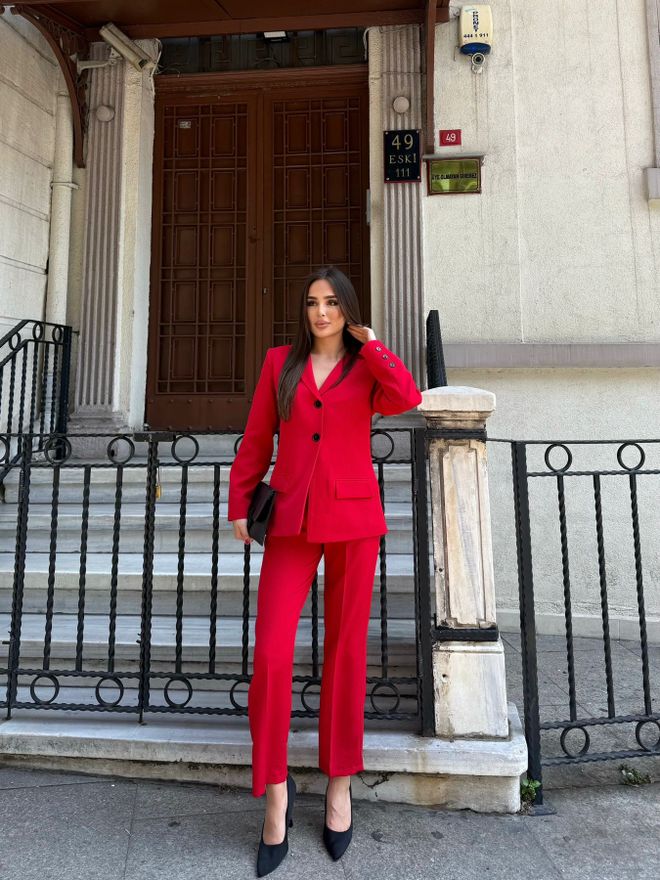 My Jest Fashion Crvena Formalna Elegantna Uski Odijelo Veleprodaja odjeće Sexy