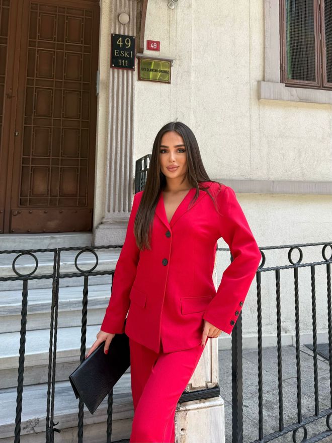 My Jest Fashion Roter Formeller Eleganter Slim Fit Anzug Großhandelskleidung Arbeit