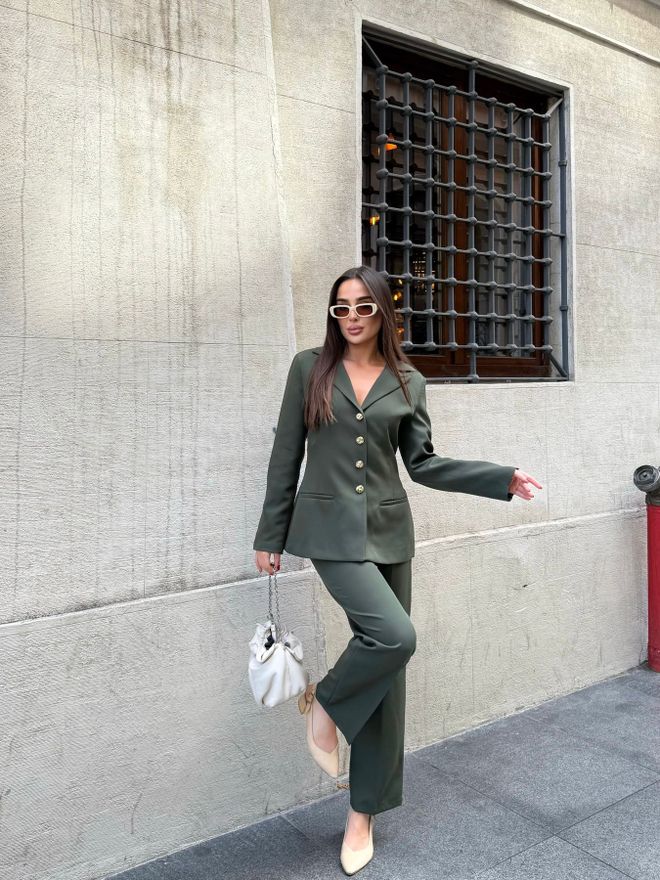 My Jest Fashion Ταγέρ Πράσινο Κομψό Επίσημο Κανονική Εφαρμογή Χονδρικό εμπόριο ενδυμάτων Άνοιξη