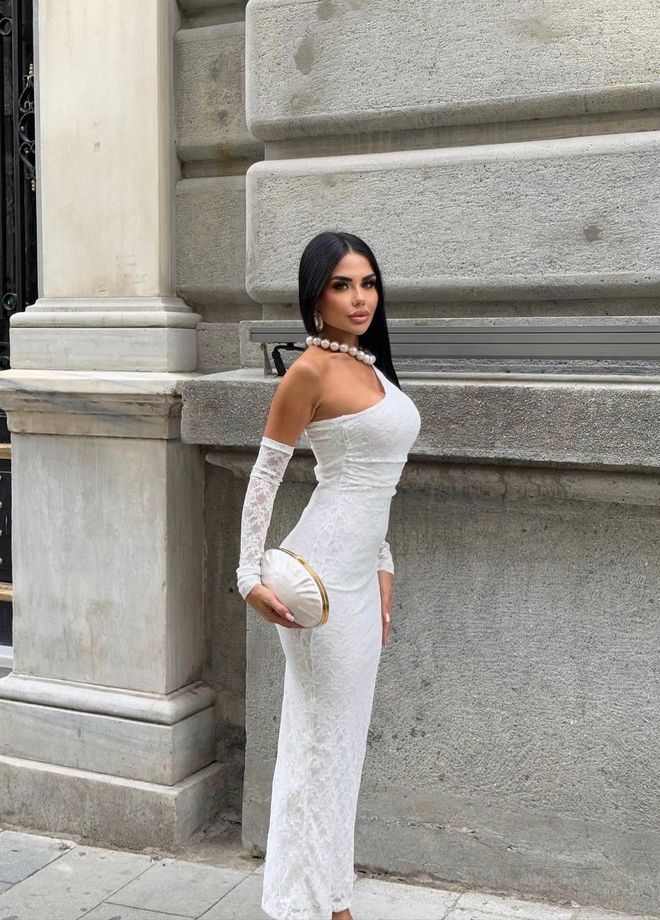 My Jest Fashion Bijela Elegantna Seksi Haljina Bodycon S Dekolteom Na Jedno Rame Veleprodaja odjeće Sexy