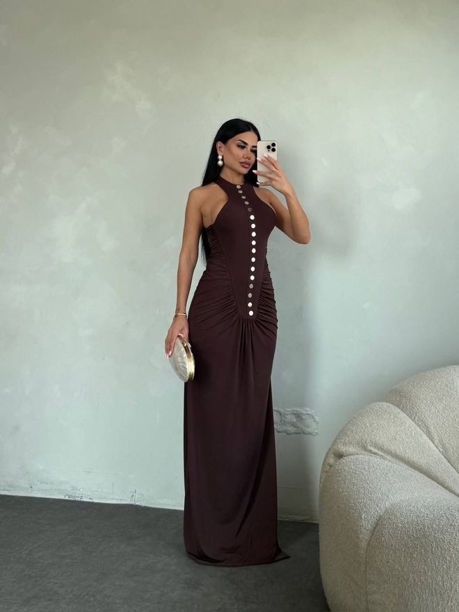 My Jest Fashion Smeđa Haljina Bez Rukava Etui S Visokim Izrezom Veleprodaja odjeće Sexy