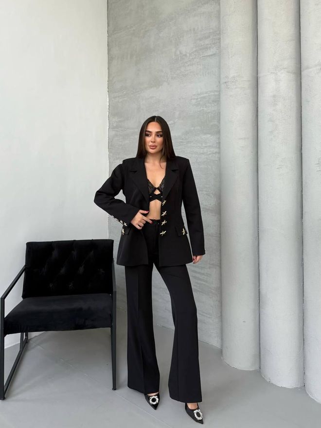 My Jest Fashion Siyah Resmi Zarif Işıltılı Takım Toptan Giyim Resmi