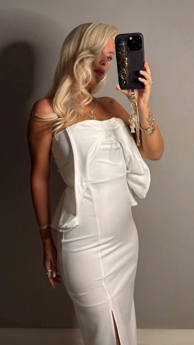 My Jest Fashion Bijela Haljina Bez Rukava Bez Naramenica Uz Tijelo Midi Veleprodaja odjeće Sexy