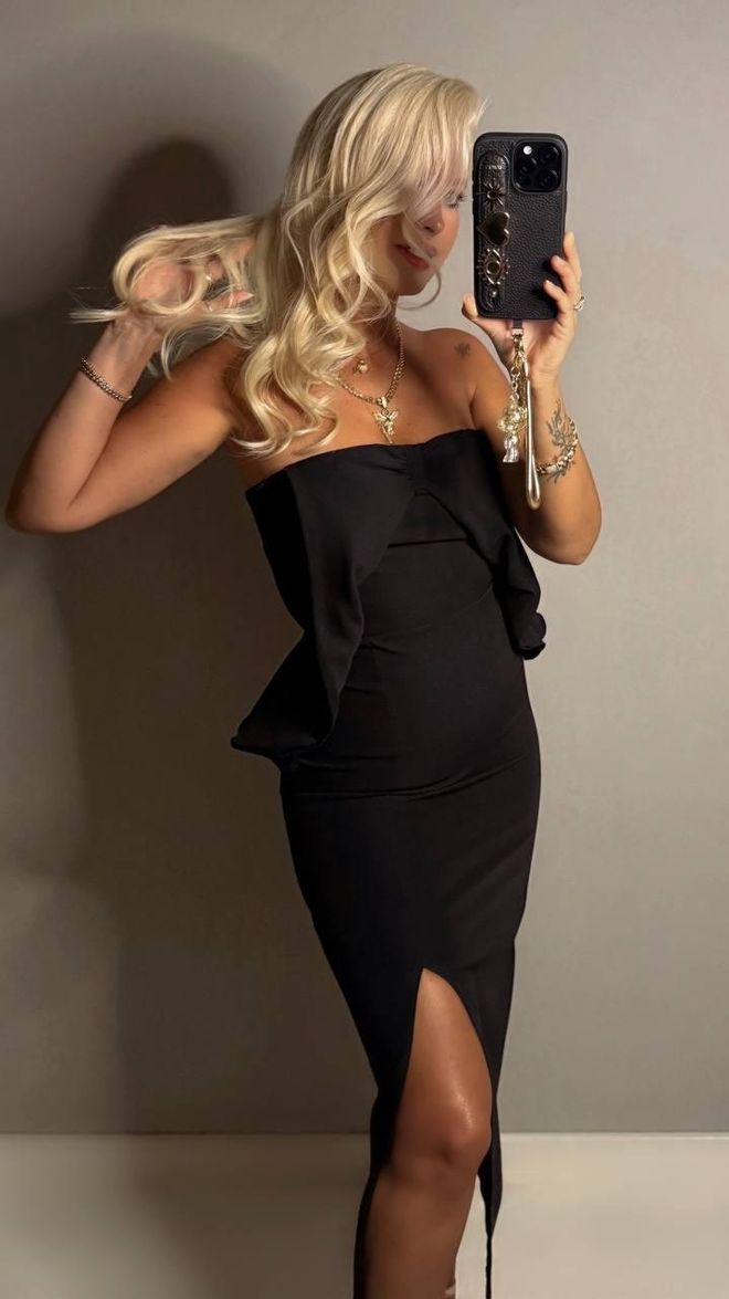 My Jest Fashion Crna Bodycon Haljina Bez Naramenica Midi Veleprodaja odjeće Sexy
