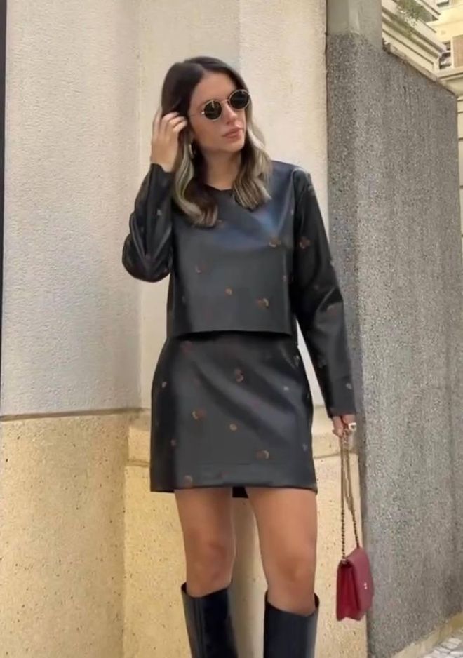My Jest Fashion Set Črna Cvetlična Bodycon Mini Krilo Oblačila na debelo Ležerno