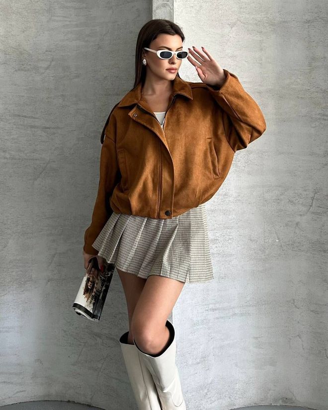 My Jest Fashion Rjava Bomber Jakna Z Zadrgo Oblačila na debelo Ležerno