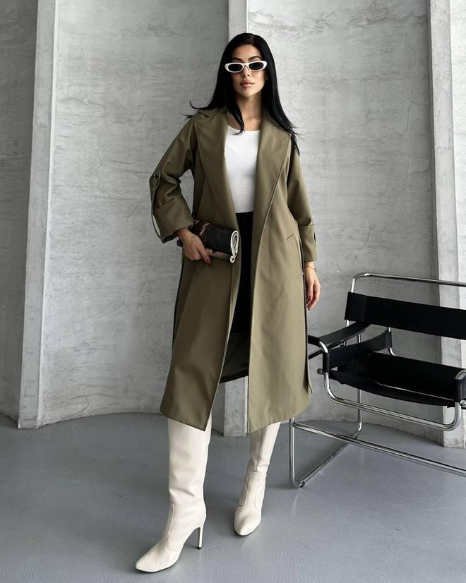 My Jest Fashion Khaki Trenchcoat Elegant Enkelrijig 3/4 Mouw Groothandel Kleding Casual