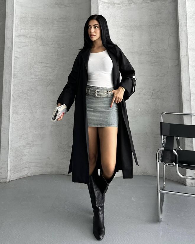 My Jest Fashion Zwarte Trenchcoat Elegant Enkel & Dubbelreeks Groothandel Kleding Casual