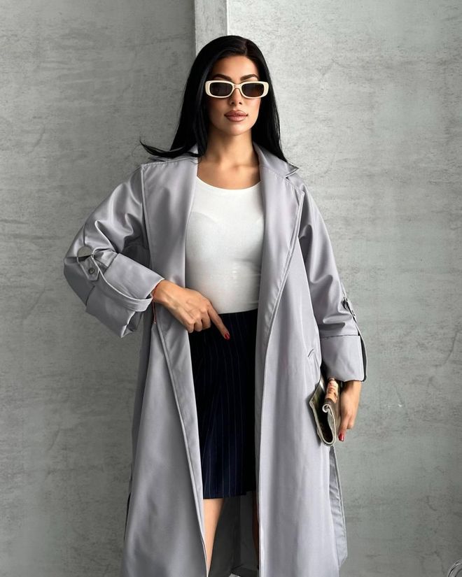 My Jest Fashion Grey Trenchcoat Casual Elegant Formal Vintage Retro Wholesale Clothing 1