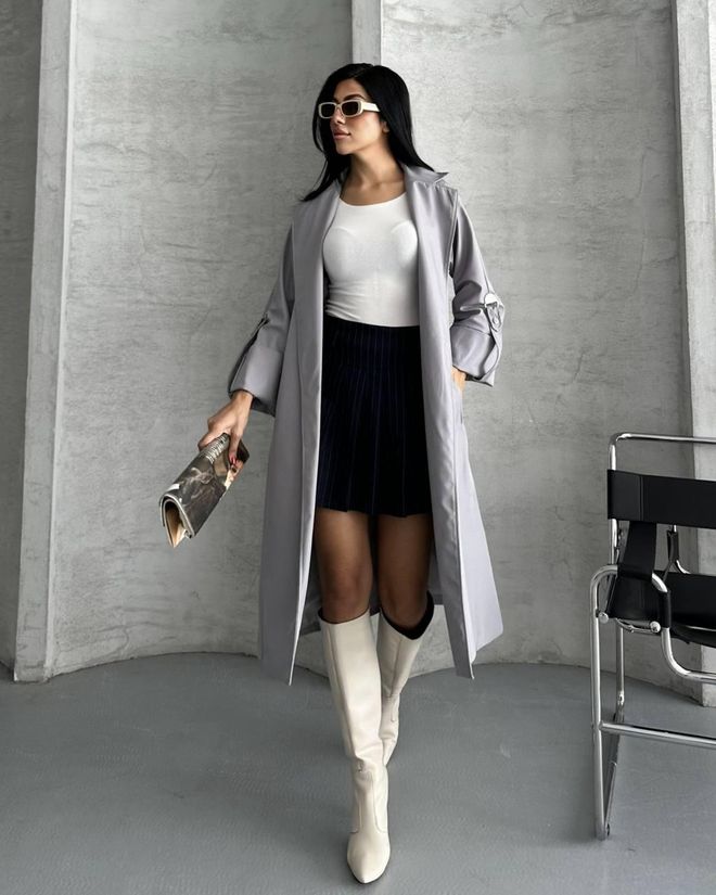 My Jest Fashion Grey Trenchcoat Casual Elegant Formal Vintage Retro Wholesale Clothing Work