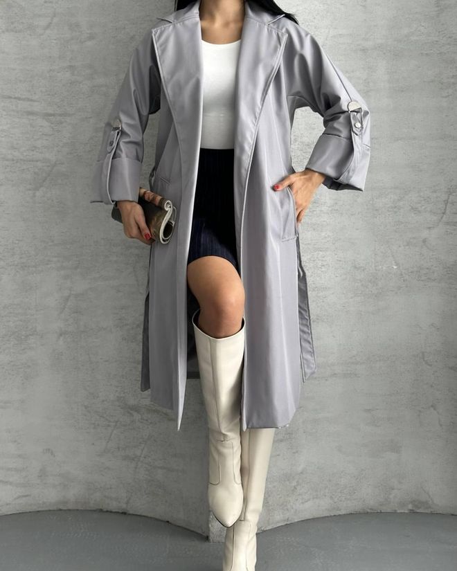 My Jest Fashion Grey Trenchcoat Casual Elegant Formal Vintage Retro Wholesale Clothing Vintage