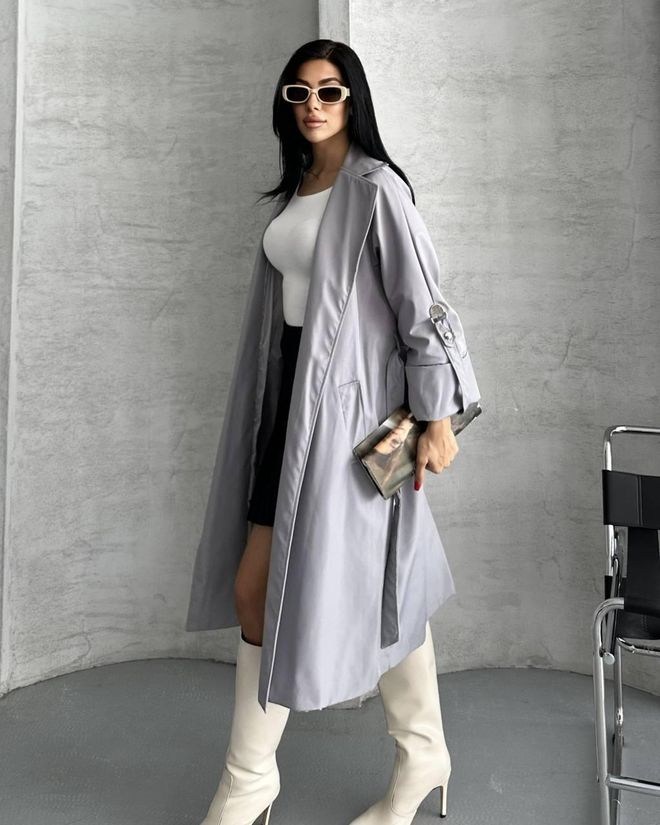 My Jest Fashion Grey Trenchcoat Casual Elegant Formal Vintage Retro Wholesale Clothing Cocktail