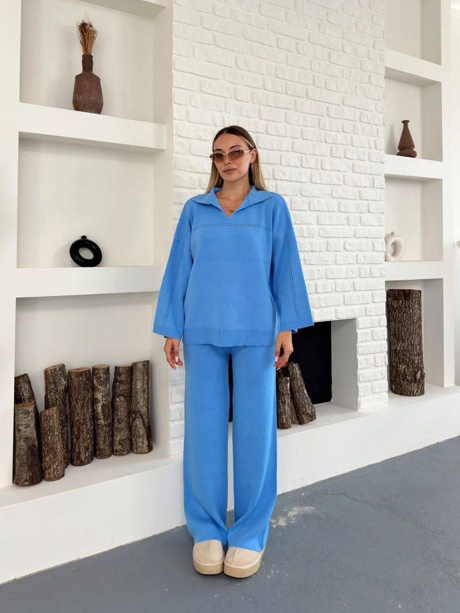 My Jest Fashion Μπλε Σετ Casual Κομψό Με Palazzo Παντελόνια Χονδρικό εμπόριο ενδυμάτων Casual
